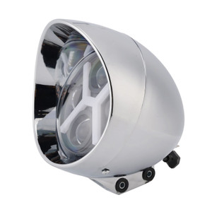40W 5.75" Beam Headlight Fog Lamp Custom 4000Lm Chrome Fits For Racer Bobber