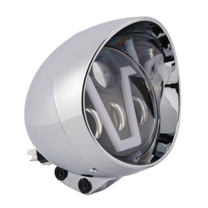 40W 5.75" Beam Headlight Fog Lamp Custom 4000Lm Chrome Fits For Racer Bobber