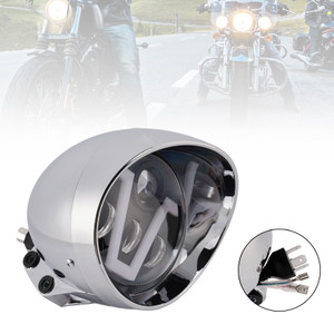 40W 5.75" Beam Headlight Fog Lamp Custom 4000Lm Chrome Fits For Racer Bobber