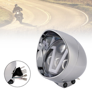 40W 5.75" Beam Headlight Fog Lamp Custom 4000Lm Chrome Fits For Racer Bobber