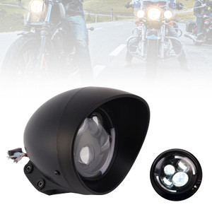 40W 5.75" Beam Headlight Fog Lamp Custom 4000Lm Black Fits For Racer Bobber