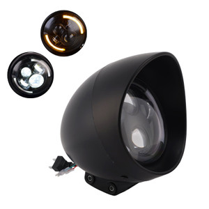 40W 5.75" Beam Headlight Fog Lamp Custom 4000Lm Black Fits For Racer Bobber