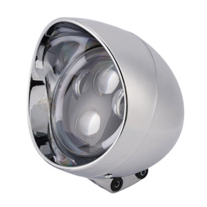 40W 5.75" Beam Headlight Fog Lamp Custom 4000Lm Chrome Fits For Racer Bobber