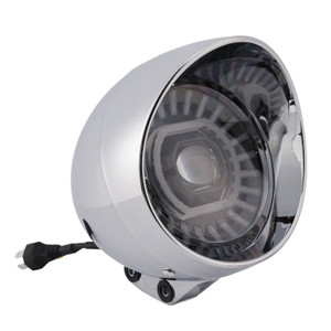 55W 5.75" Beam Headlight Fog Lamp Custom 4000Lm Chrome Fits For Racer Bobber