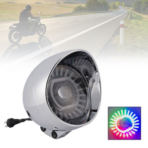 55W 5.75" Beam Headlight Fog Lamp Custom 4000Lm Chrome Fits For Racer Bobber