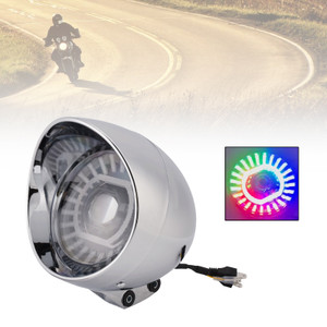 55W 5.75" Beam Headlight Fog Lamp Custom 4000Lm Chrome Fits For Racer Bobber