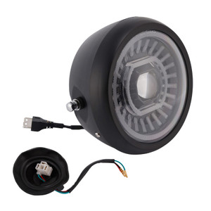 55W 7.5" Beam Headlight Fog Lamp Custom 4000Lm Black Fits For Racer Bobber