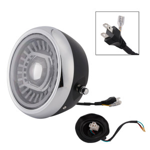 55W 7.5" Beam Headlight Fog Lamp Custom 4000Lm Chrome Fits For Racer Bobber