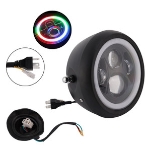 55W 7.5" Beam Headlight Fog Lamp Custom 4000Lm Black Fits For Racer Bobber