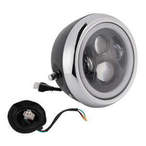 55W 7.5" Beam Headlight Fog Lamp Custom 4000Lm Chrome Fits For Racer Bobber