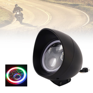 55W 5.75" Beam Headlight Fog Lamp Custom 4000Lm Black Fits For Racer Bobber