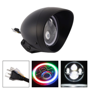 55W 5.75" Beam Headlight Fog Lamp Custom 4000Lm Black Fits For Racer Bobber