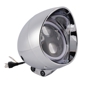 55W 5.75" Beam Headlight Fog Lamp Custom 4000Lm Chrome Fits For Racer Bobber