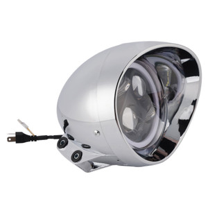 55W 5.75" Beam Headlight Fog Lamp Custom 4000Lm Chrome Fits For Racer Bobber