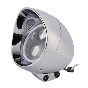 55W 5.75" Beam Headlight Fog Lamp Custom 4000Lm Chrome Fits For Racer Bobber