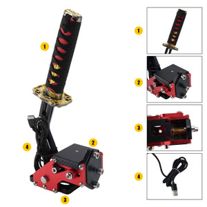 14Bit PC USB3.0 SIM Handbrake Sword Hilt for Racing Games Steering Wheel Stand
