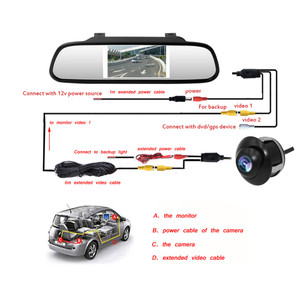 Reverse Car Camera + 4.3" Car Mirror Monitor Kit Vehicle Security System