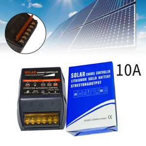 Solar Charge Controller PWM 10A 12V Solar Panel Battery Control Adapter Black