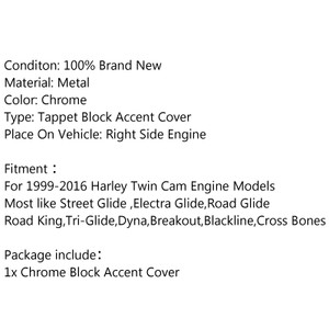 Chrome Tappet / Lifter Block Accent Cover For Harley Twin Cam 02-16 Road King