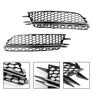 2PCS Front Fog Light Cover Bezel Bumper Grille Fit Audi A6 4G C7 2012-2015
