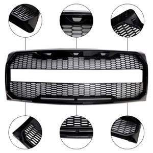 Gloss Black Raptor Style Front Bumper Grille Grill Fit Ford F150 2009-2014