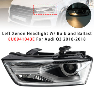 Left Xenon Headlight W/ Bulb and Ballast 8U0941043E For Audi Q3 2016-2018