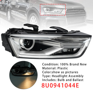Right Xenon Headlight W/ Bulb and Ballast 8U0941044E For Audi Q3 2016-2018