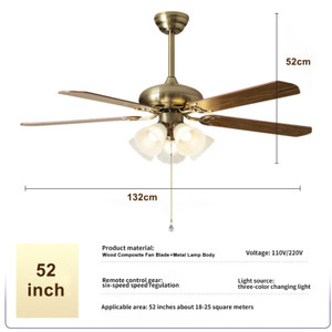 52-Inch Vintage Ceiling Fan with Light