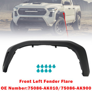 Front Left Fender Flare 75086-AK900 With Clips For Toyota Tacoma 2024-2026