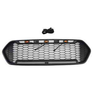 Matte Black Front Bumper Grille Fit Ford Transit Custom Trail 2018-2023 W/3LED