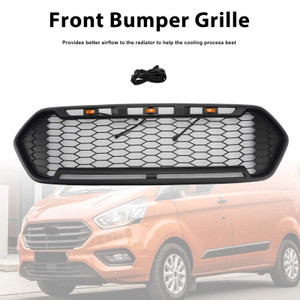 Matte Black Front Bumper Grille Fit Ford Transit Custom Trail 2018-2023 W/3LED