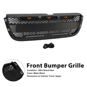 Matt Black Front Bumper Grill Grille Fit Ford Ranger 2001-2003 With LED Light