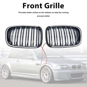 Gloss Black Front Kidney Bumper Grill Grille Fit BMW E46 2-Door 1998-2001 W/LED