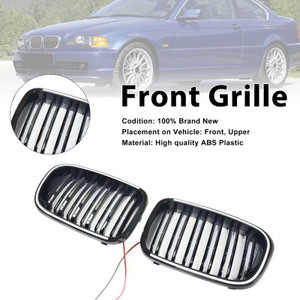 Black Front Bumper Grille Fit BMW 3 Series E46 4-Door Pre-LCI 1999-2001 W/LED