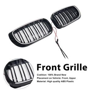 Black Front Bumper Grille Fit BMW 3 Series E46 4-Door LCI 2002-2005 W/LED