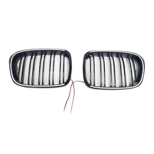 Gloss Black Front Kidney Grill Grille Fit BMW 5 Series E39 1998-2003 W/LED