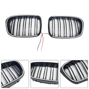 Gloss Black Front Kidney Grill Grille Fit BMW 5 Series E39 1998-2003 W/LED
