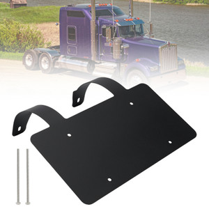 Semi Truck Commercial Truck Deer Guard Stainless License Plate Holder Black