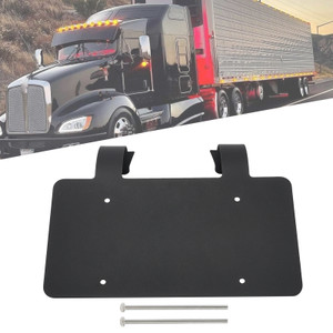 Semi Truck Commercial Truck Deer Guard Stainless License Plate Holder Black