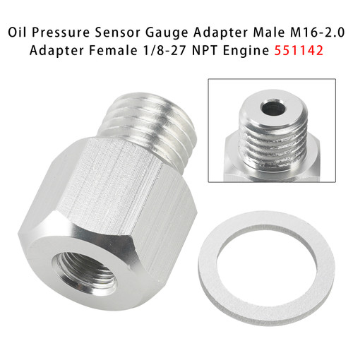 Oil Pressure Sensor Gauge Adapter Male M16-2.0 Adapter Female 1/8-27 NPT 551142
