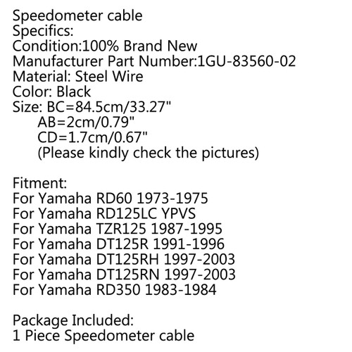Speedometer cable 1GU-83560-02 For Yamaha DT125RH DT125RN 1997-2003 RD125LC YPVS