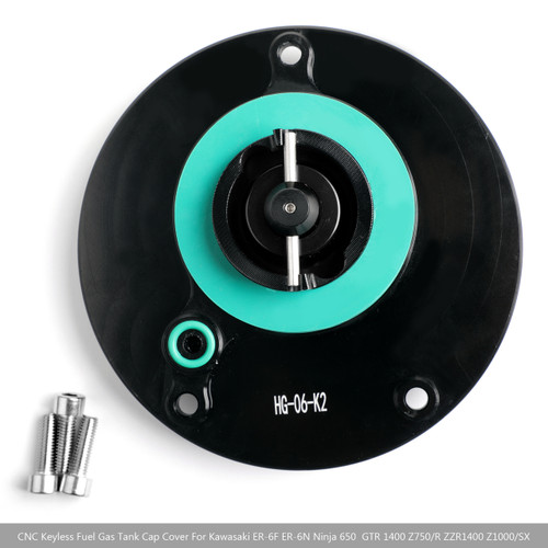 CNC Keyless Fuel Gas Tank Cap For Kawasaki ZX-6R ER-6F/6N Ninja 600 650 Black