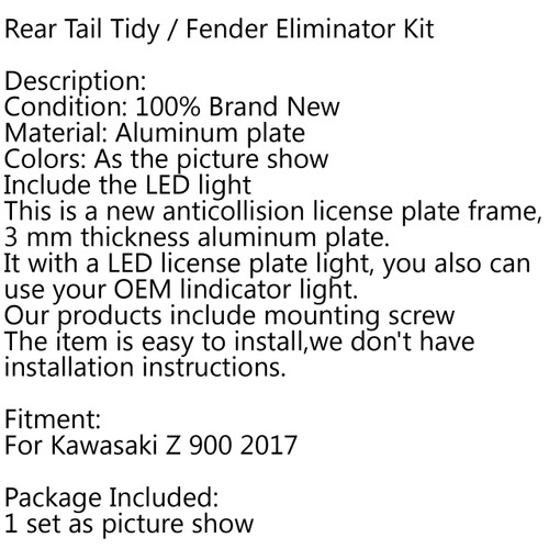 Fender Eliminator Kit Rear Tail Tidy License Plate Kawasaki Z900 2017, Green