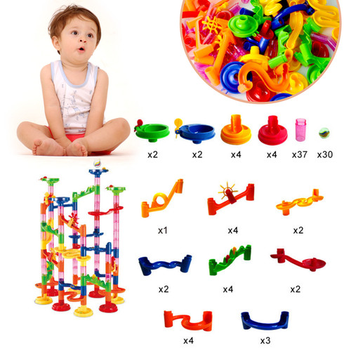 105 pcs Kids Marble Run Race Set Railway Building Blocks Construction Track Toy