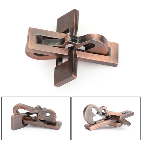 Vintage Alloy Puzzle Box Metal Lock Toys IQ Mind Brain Teaser Game Plane Lock