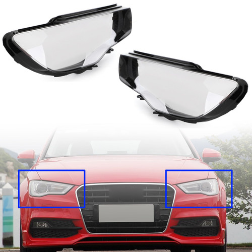Left & Right Pair Headlight Cover Headlamp Lens Fit For Audi A3 2013-2016 Clear