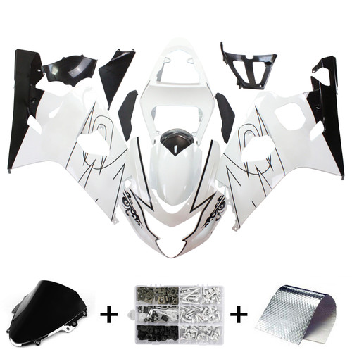 2004-2005 Suzuki GSXR 600 750 Amotopart Fairings White Alstare Corona Racing