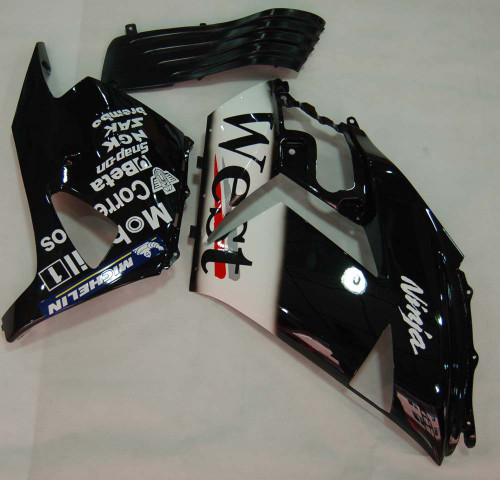 2006-2011 Kawasaki ZX14R Amotopart Fairings Black White West Ninja Racing
