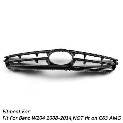 2008-2014 Benz C Class W204 C300 C350 LED Black Chrome Front Grill Grille Generic