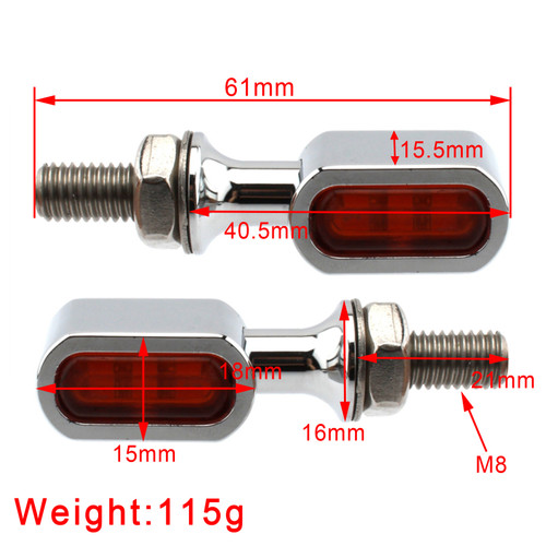 LED Rear Mini E Mark Turn Signal Indicator For Sportster Touring Dyna Chrome Amber